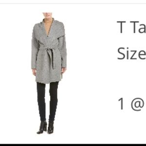 Tahari Ella Wool Blend Heather Gray Coat